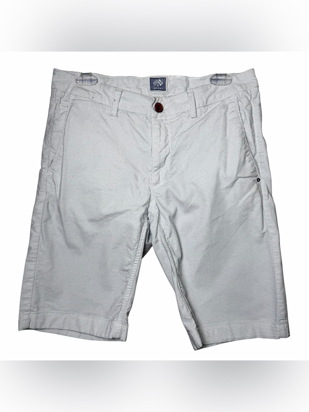 FRADI Italy Men’s White Blue Textured Shorts Cotton Stretch Sz 33 Preppy Casual